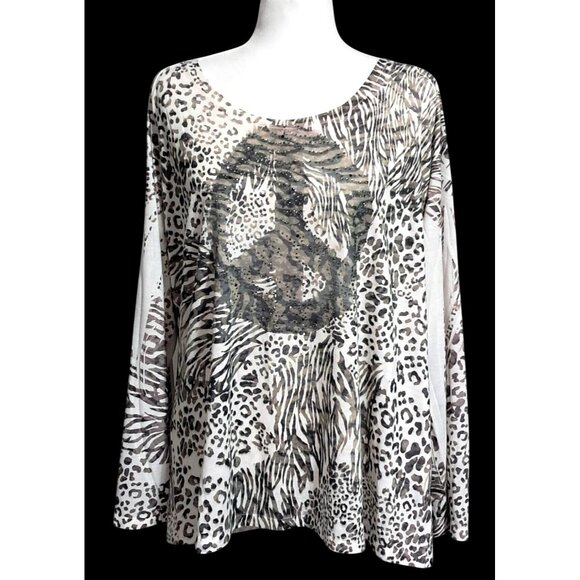 Lane Bryant Tops - Lane Bryant Top Womens Size 22/24 Sublimation Peace Crystals Long Sleeved Shirt
